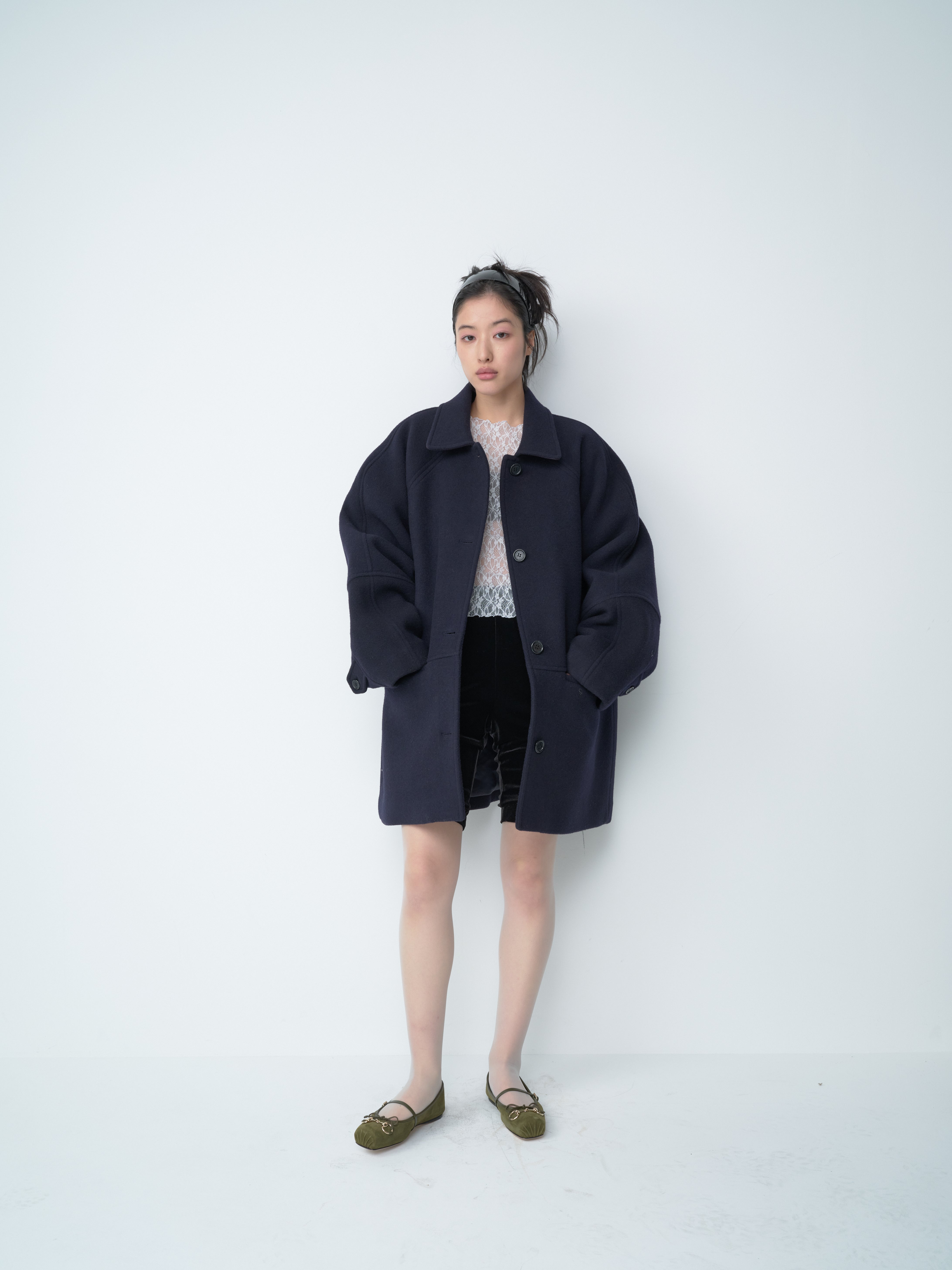 ジャケット・アウター CAROL SHOPPE GRANPA WOOL COAT NAVY GRANPA WOOL COAT IN NAVY