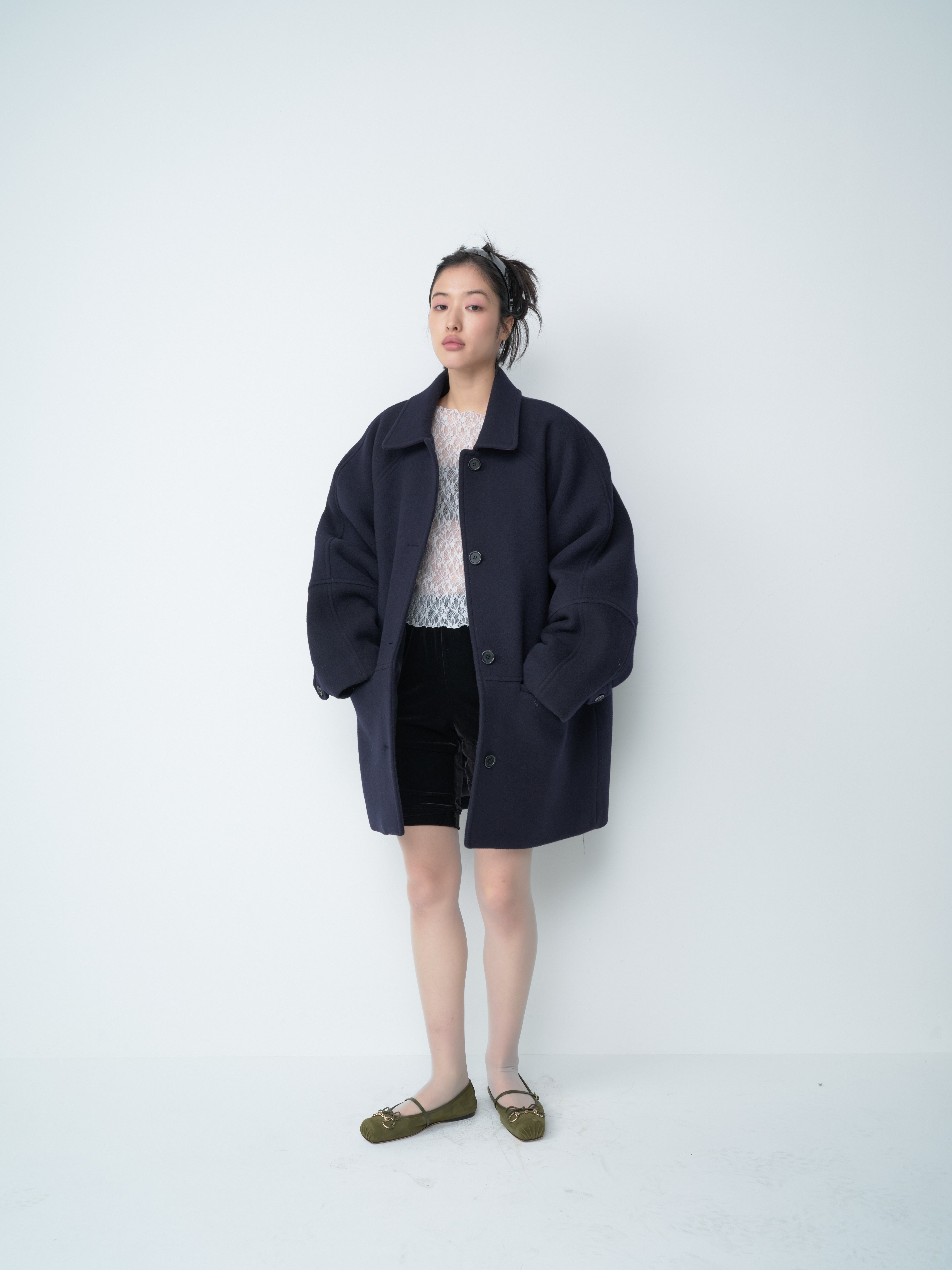 ジャケット・アウター CAROL SHOPPE GRANPA WOOL COAT NAVY GRANPA