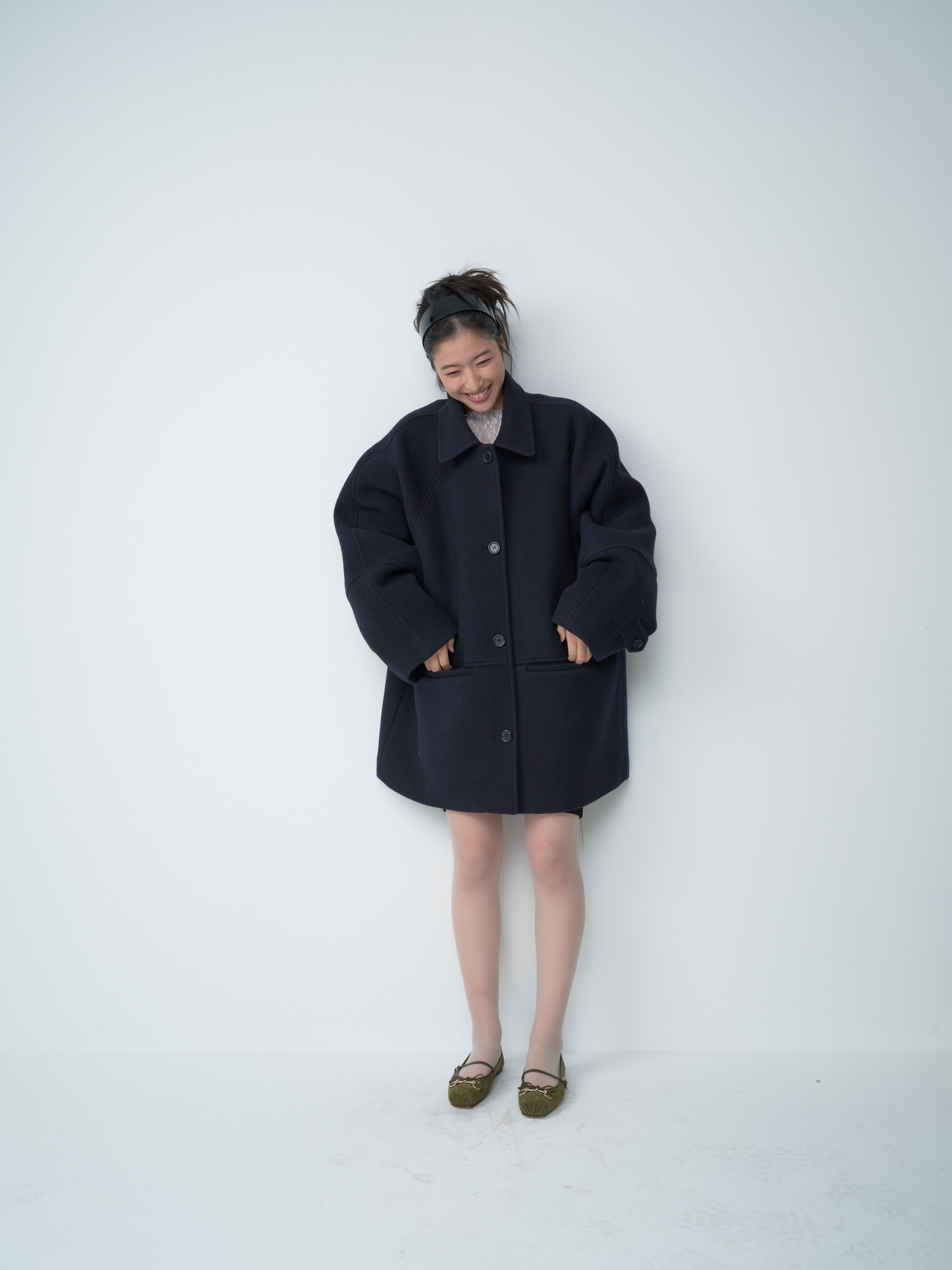 ジャケット・アウター CAROL SHOPPE GRANPA WOOL COAT NAVY GRANPA WOOL COAT IN NAVY