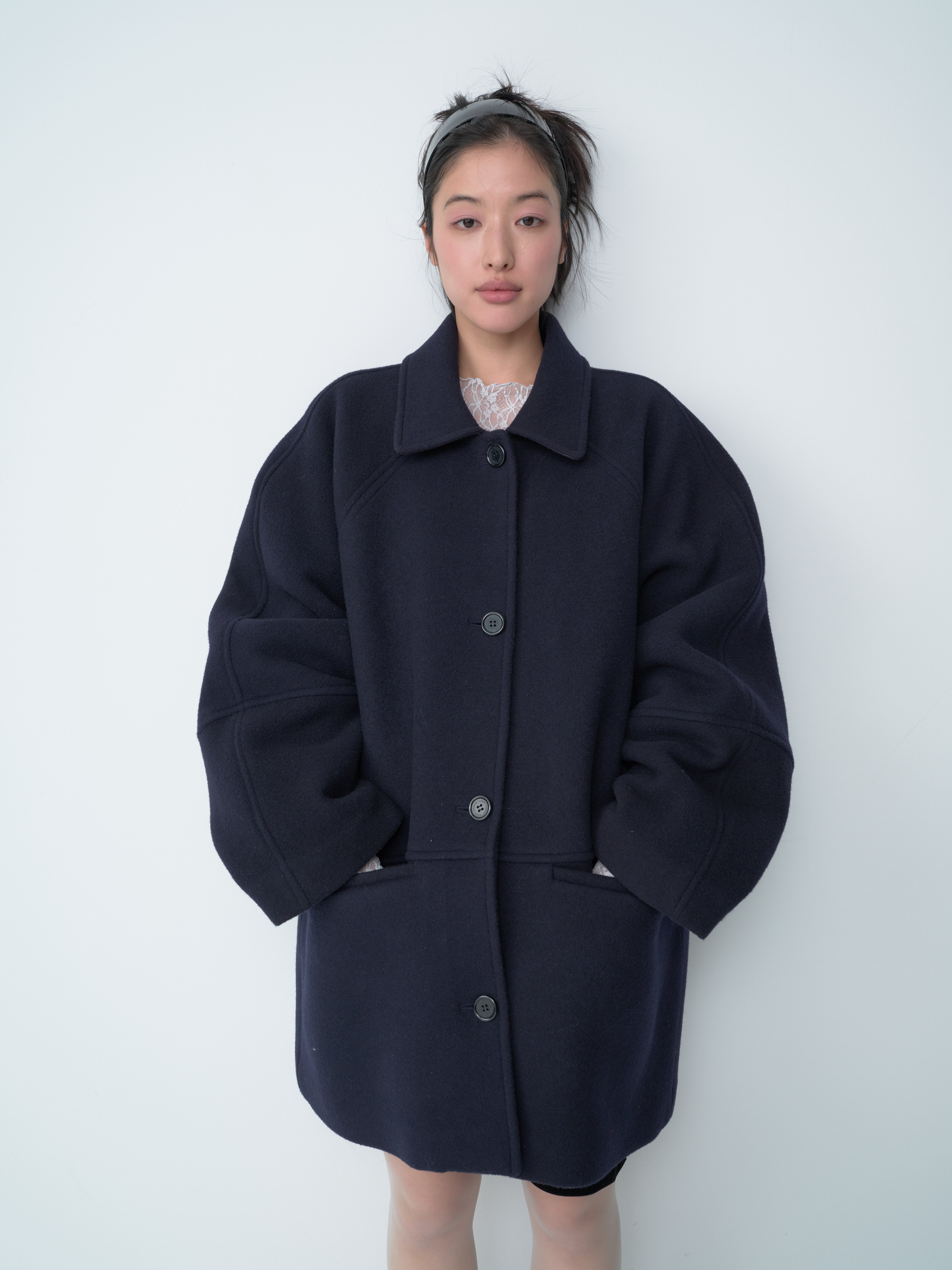ジャケット・アウター CAROL SHOPPE GRANPA WOOL COAT NAVY All